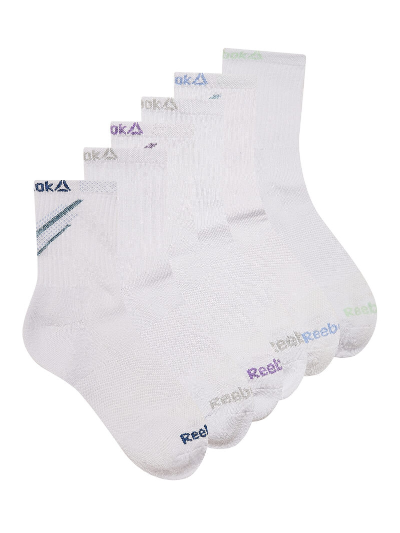 6-Pack Reebok Tech Comfort Targeted Cushion MidCrew Socks - Ultimate Comfort