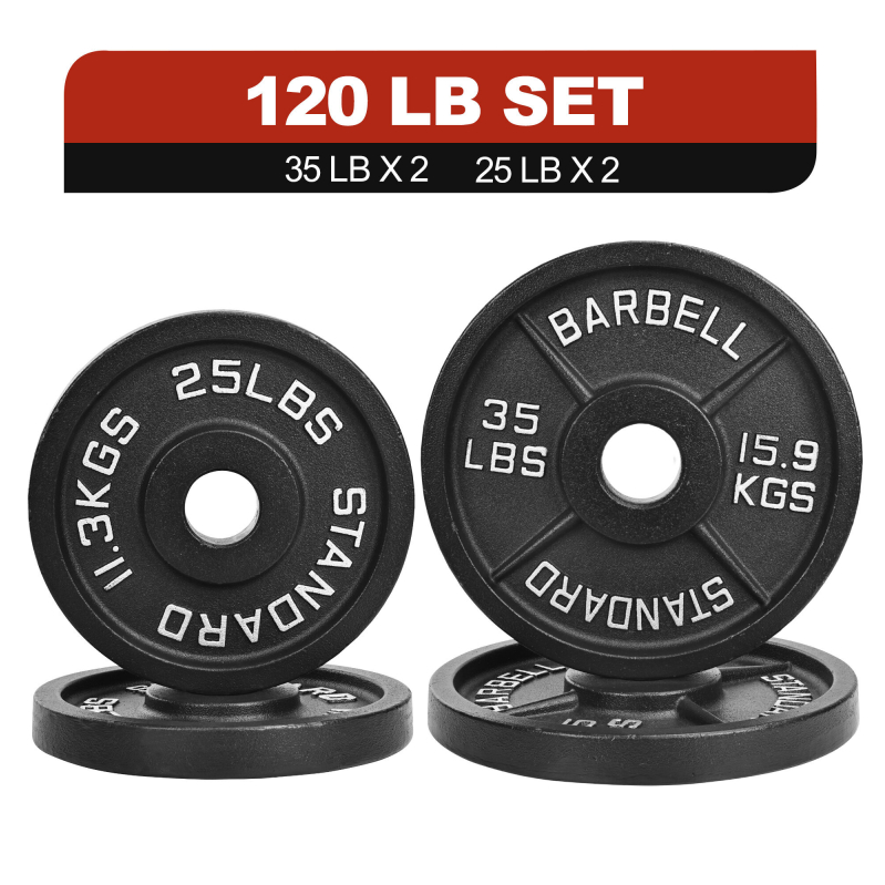 FlexWave Cast Iron Barbell Plates 2-Inch Hole 120LB Set - Complete Training Set
