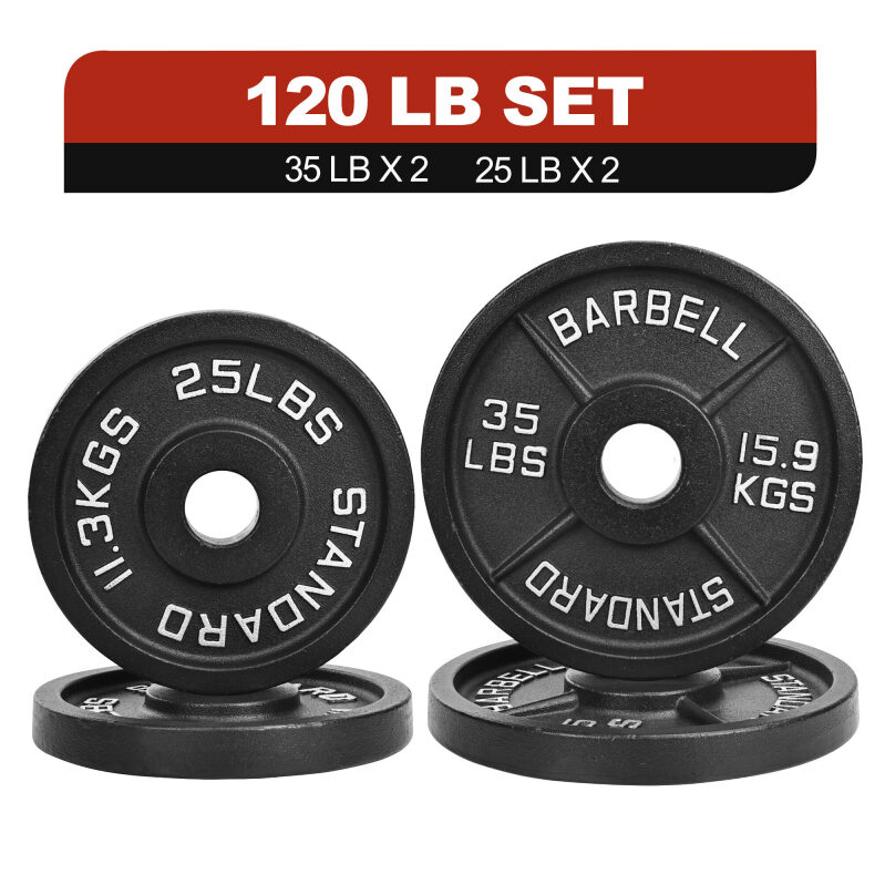 FlexWave Cast Iron Barbell Plates 2-Inch Hole 120LB Set - Complete Training Set