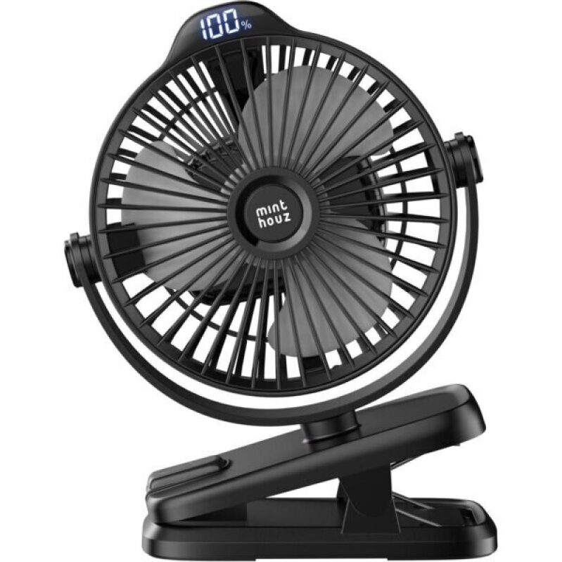 Portable 720° Rotation Desk Fan with LCD Display - 8000mAh Battery