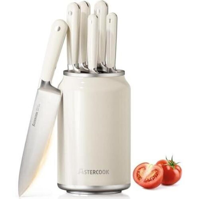 Astercook 6-Piece Knife Set with Block - Retro Ivory, 60% Discount