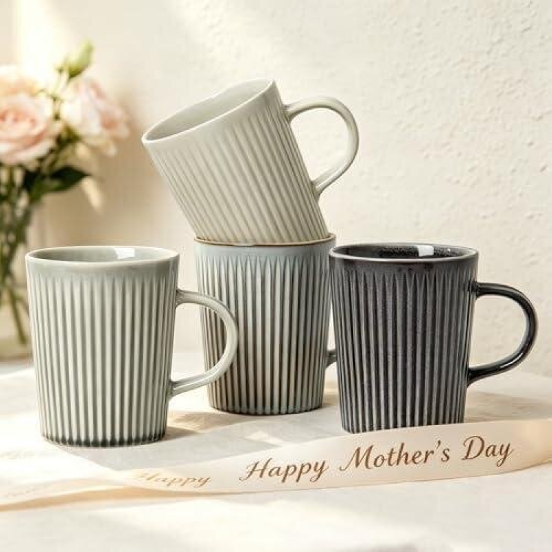 Elegant Striped Coffee Mugs Set - 50% Discount