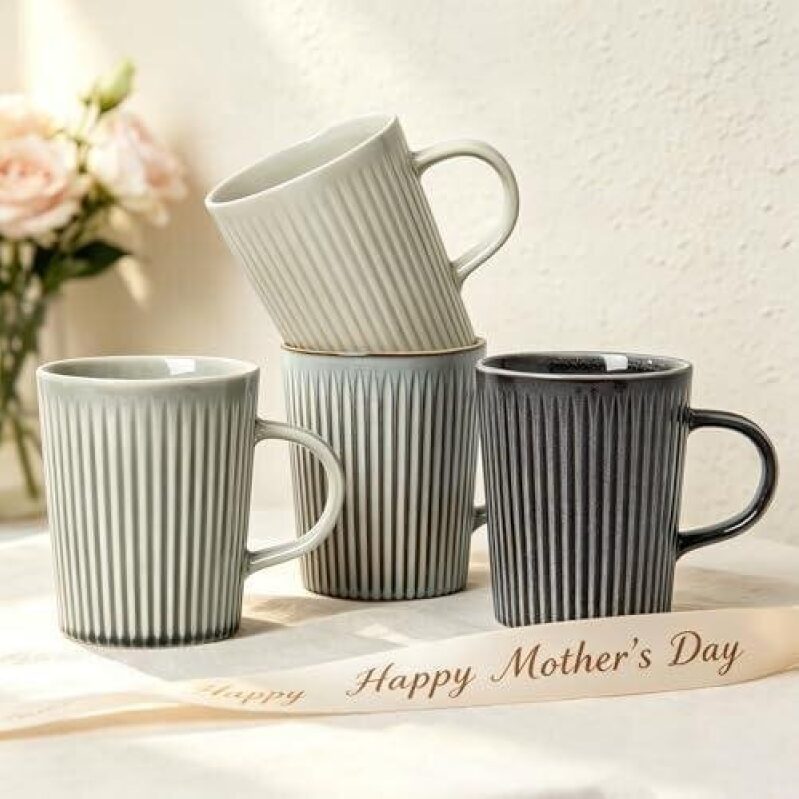 Elegant Striped Coffee Mugs Set - 50% Discount