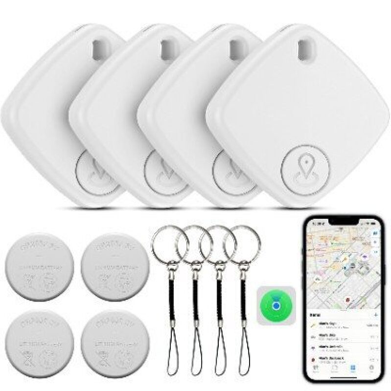 FYSCKEJI 4-Pack GPS Trackers with Keyring and Mobile App