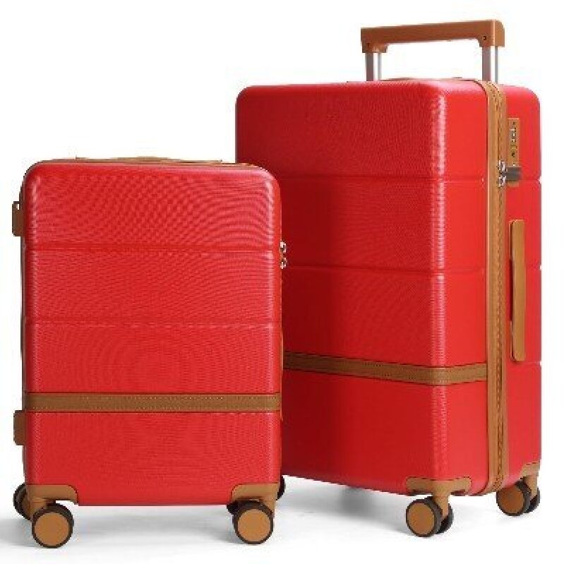 Durable Red 2-Piece Luggage Set with Wheels and Handles
