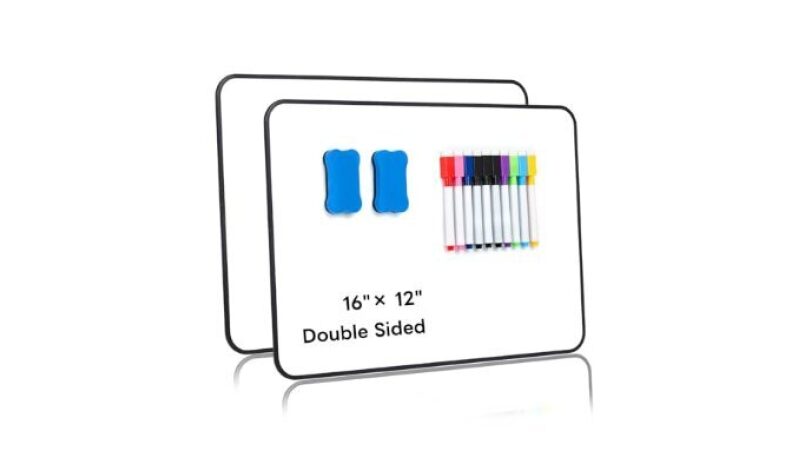 Portable Iron Surface Dry Erase Boards - 2 Pack A3 Double Sided