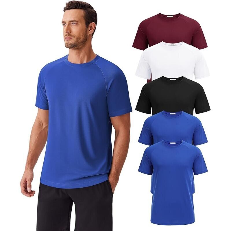 Affordable and Comfortable 5-Pack Moisture Wicking Workout Shirts for Men
