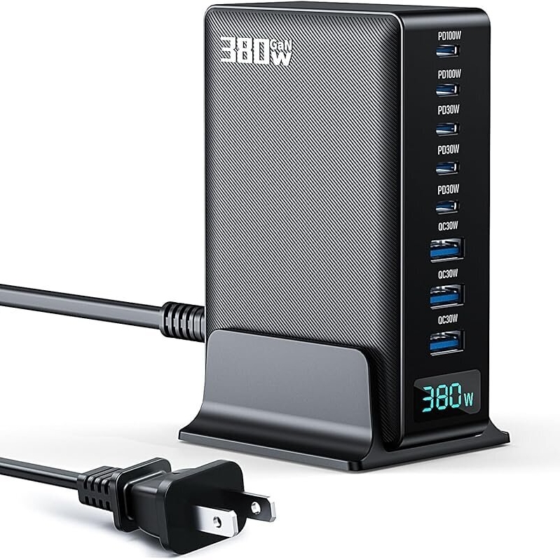 High-Performance 380W USB-C Charging Power Strip Station