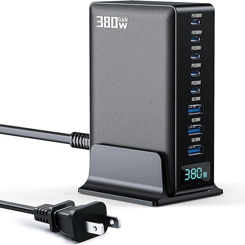 High-Performance 380W USB-C Charging Power Strip Station