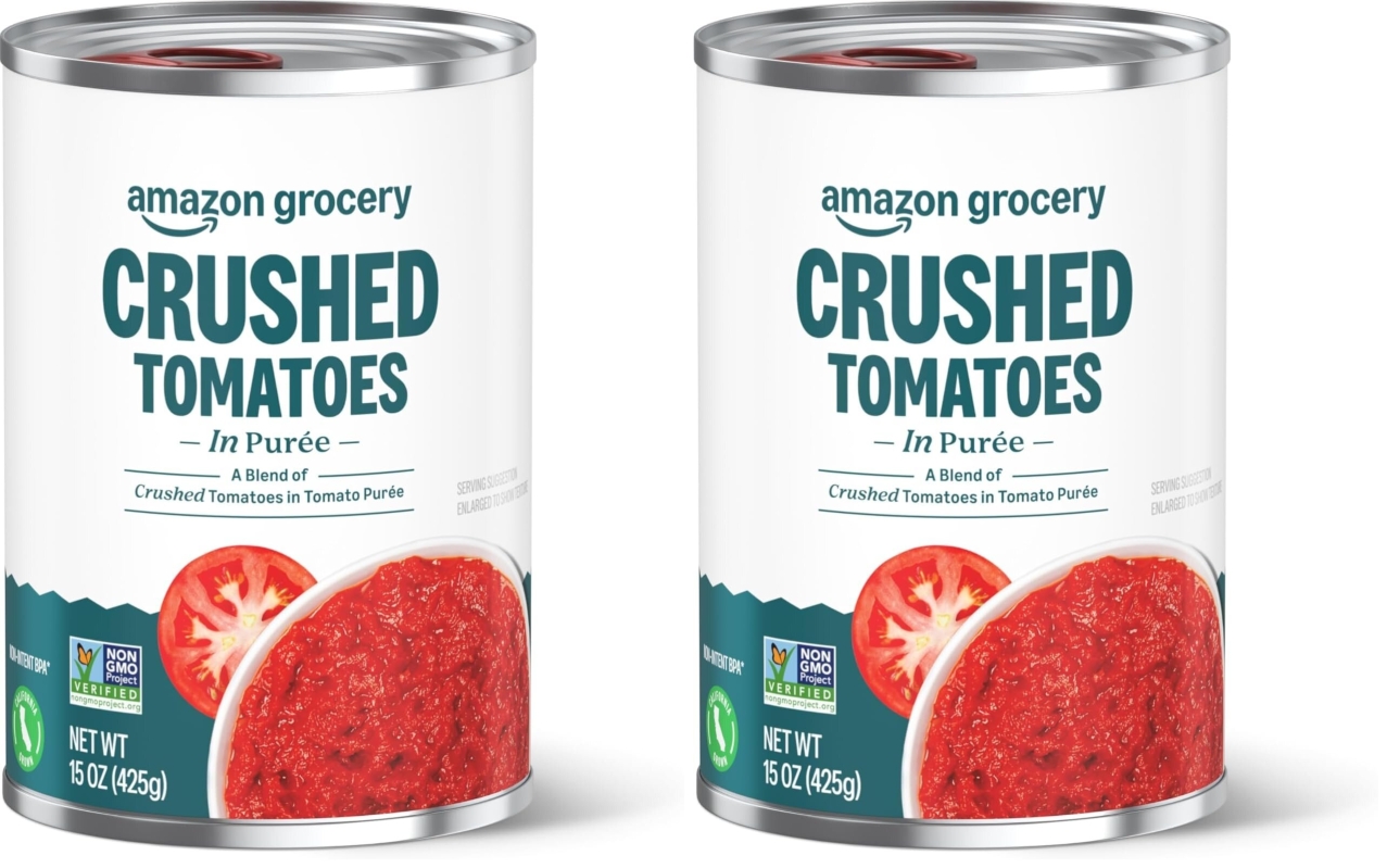 2pk Amazon Grocery Crushed Tomatoes in Puree 15oz - Quality Value Pack
