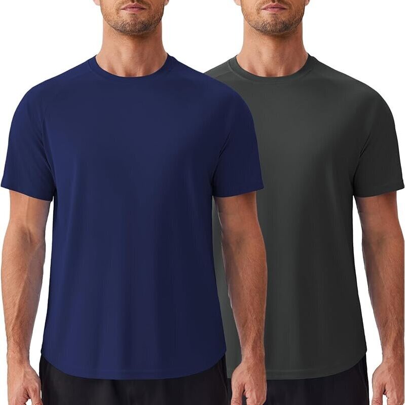 PINSPARK Men's 2 Pack UPF50+ Sun Protection Swim Surf Short Sleeve