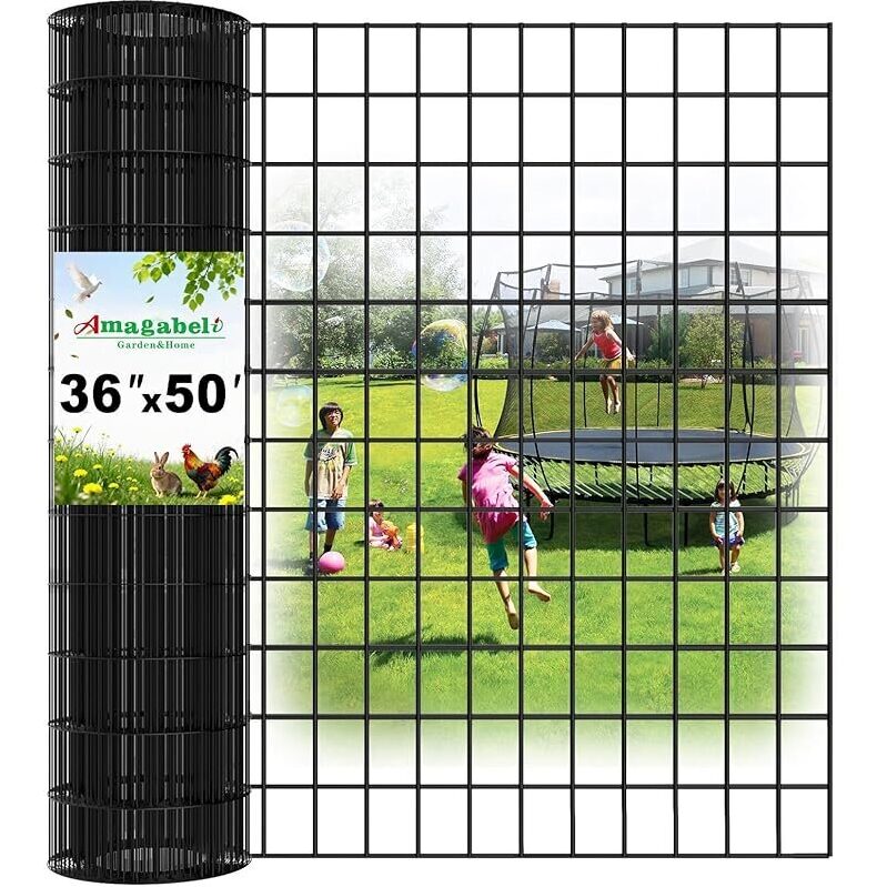 Amagabeli Black Coated Welded Wire Fence - 36inch x 50ft