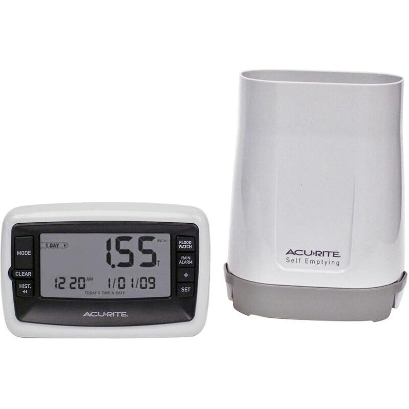 Accurate Wireless Digital Rain Gauge with Self-Emptying Collector - Ideal for Home & Garden