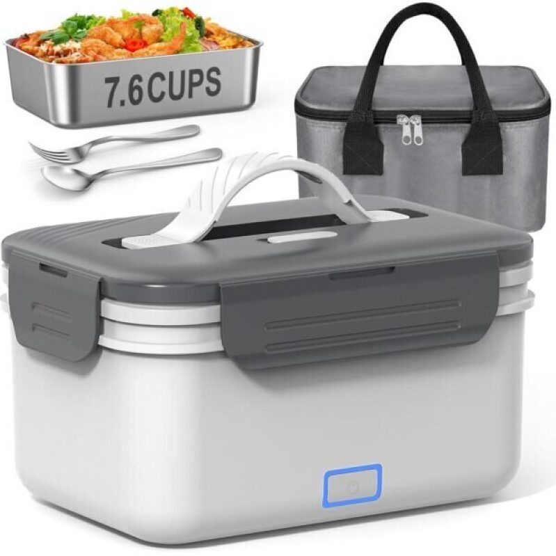Herrfilk Cordless Electric Lunch Box - 1.8L/61oz, 4in1 Ultra Quick Heated Lunch Box Food Heater for Travel/Car/Out Work