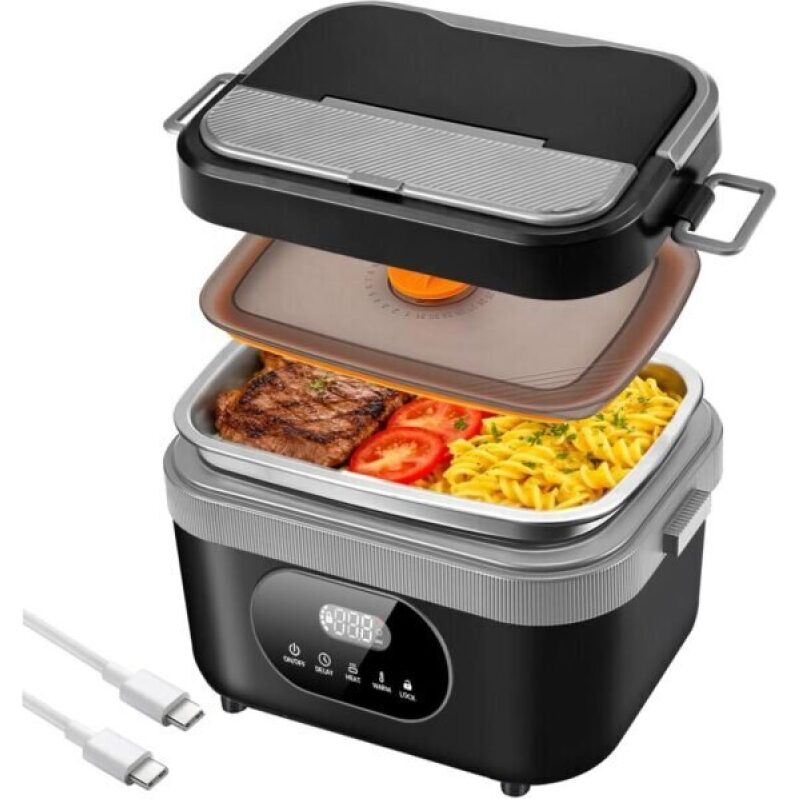 oofkit Electric Lunch Box For Adults(Men) - Heated Lunch Box, Battery Powered Rechargeable, Self Heating Cordless, Portable Food Warmer For meals on the go