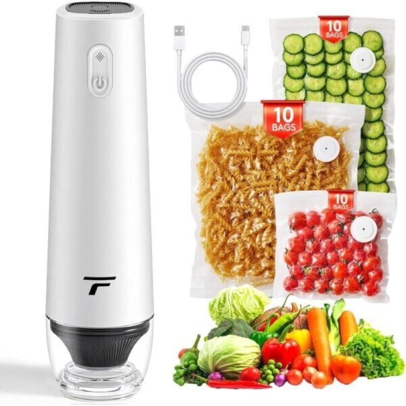 Compact Handheld Vacuum Sealer - Preserve Freshness with 30 Reusable Bags