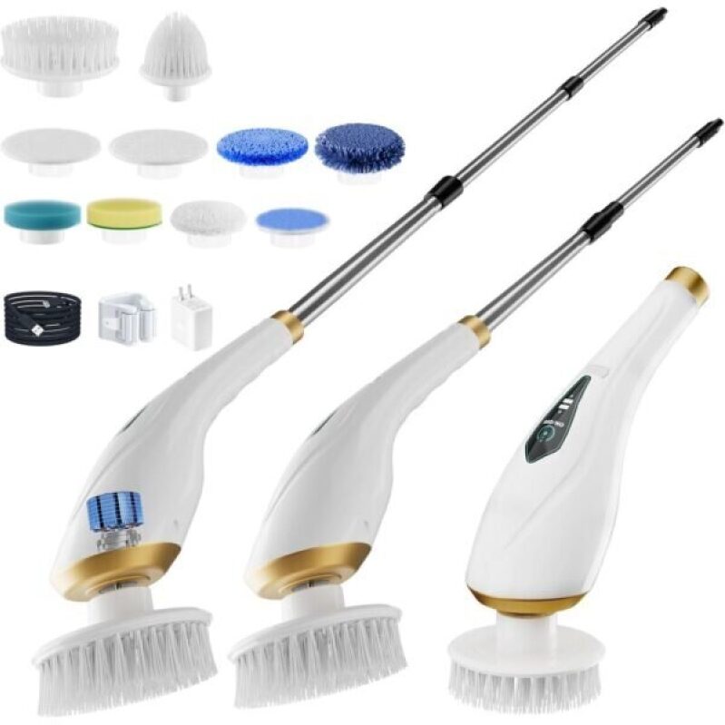 Hofenta Electric Spin Scrubber: Cordless Shower Cleaning Brush with 10 Brush Heads, Extendable Handle, 2 Speed, Waterproof, 2H Cleaning Time