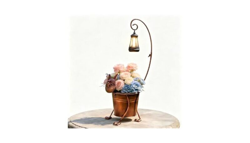 Voumsil Small Solar Lights Outdoor with Flowerpot