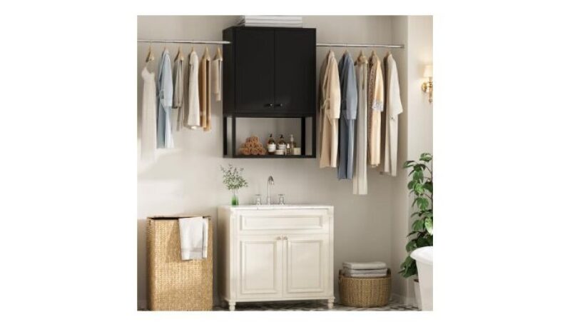 Homieasy Wall Cabinet with 2 Hanging Rods