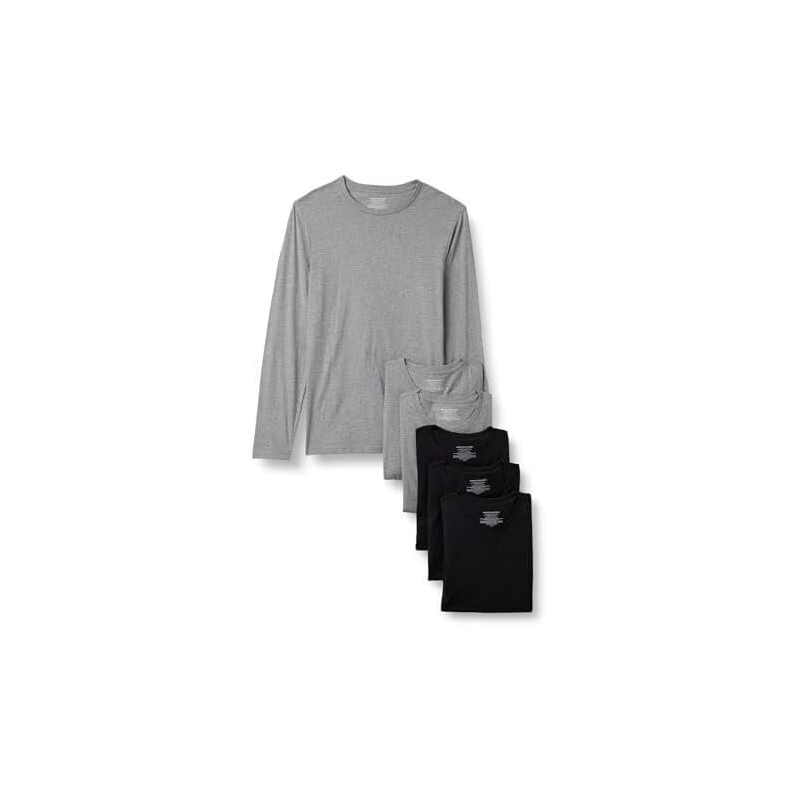 6 Amazon Essentials Long Sleeve Slim Fit Cotton Crew Neck Undershirts
