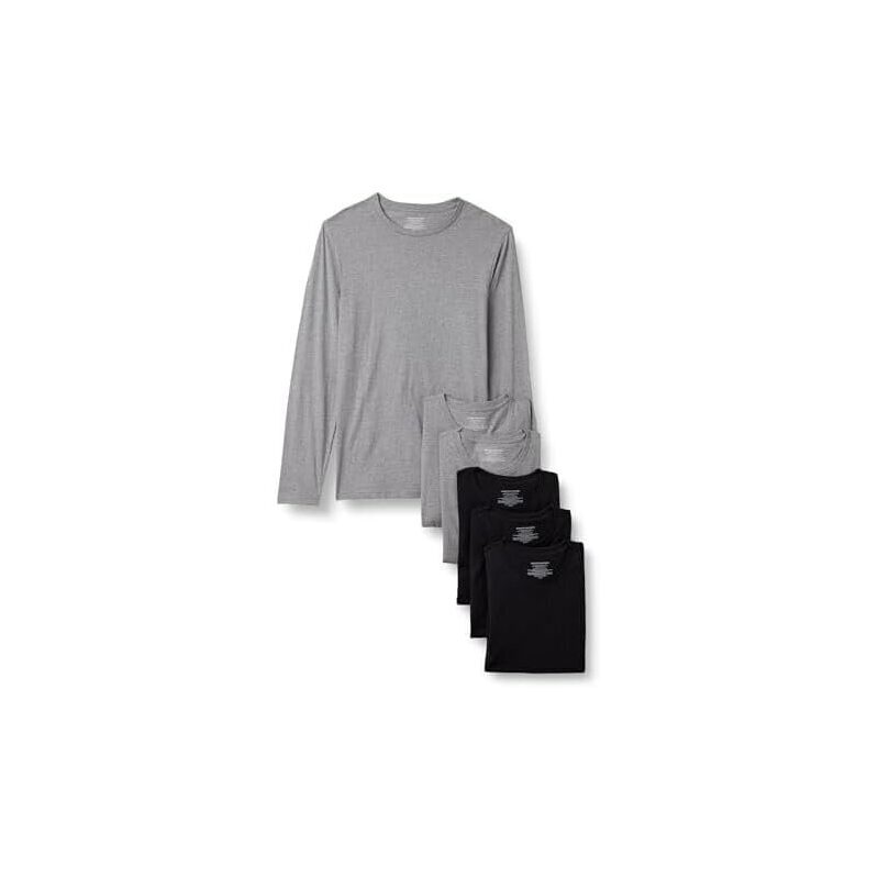 6 Amazon Essentials Long Sleeve Slim Fit Cotton Crew Neck Undershirts