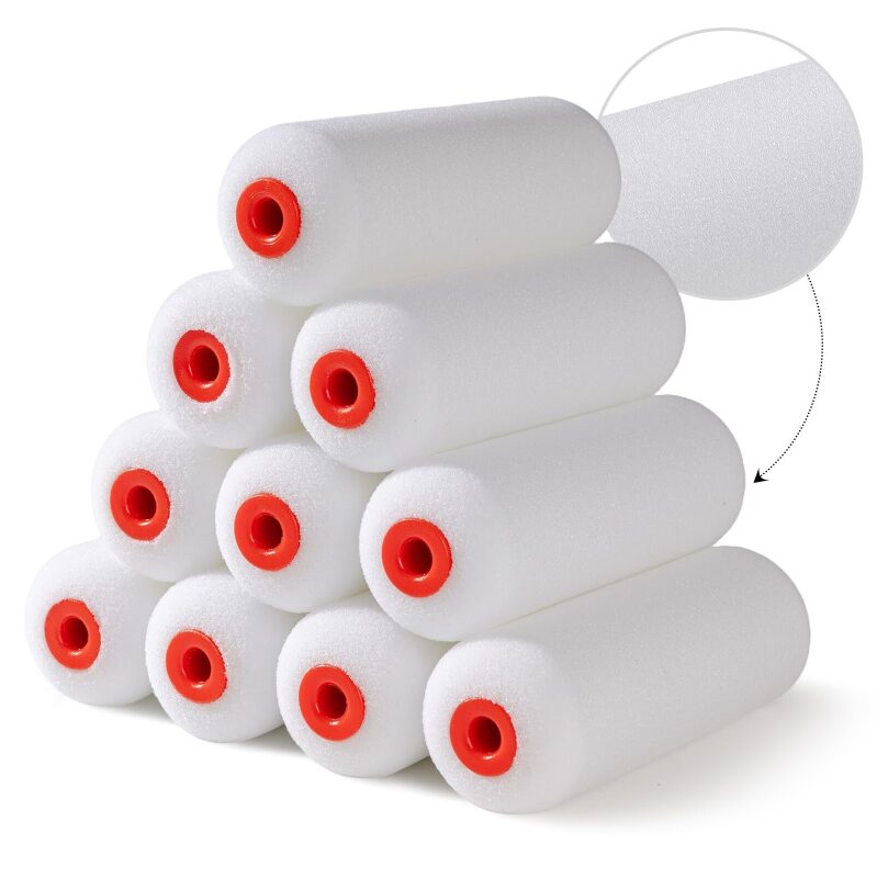 4-inch Foam Paint Roller Covers 10-Pack – Durable, Cost-effective, and Easy to Use