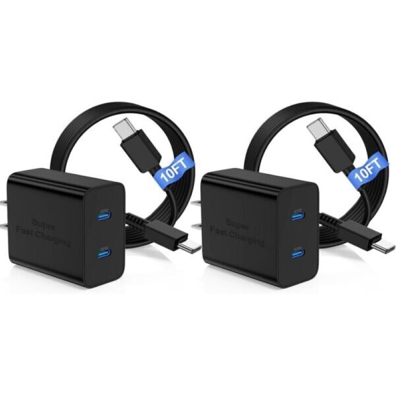 45W Dual Port Super Fast Charger with 10ft USB C to C Cable
