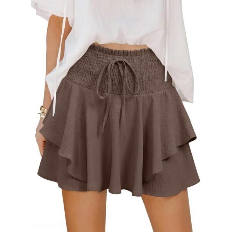 Caracilia Women's Summer Shorts - Stylish High-Waisted Mini Skirt with Elastic Waistband