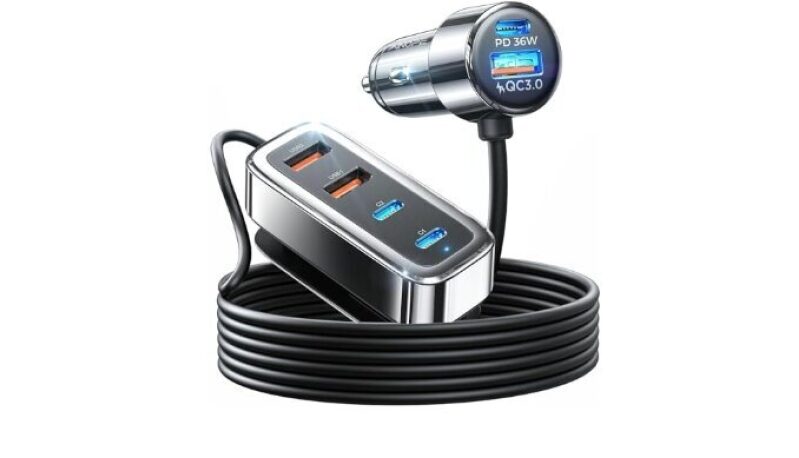 AINOPE 108W Multiple Ports Car Charger - Ideal for Long Road Trips
