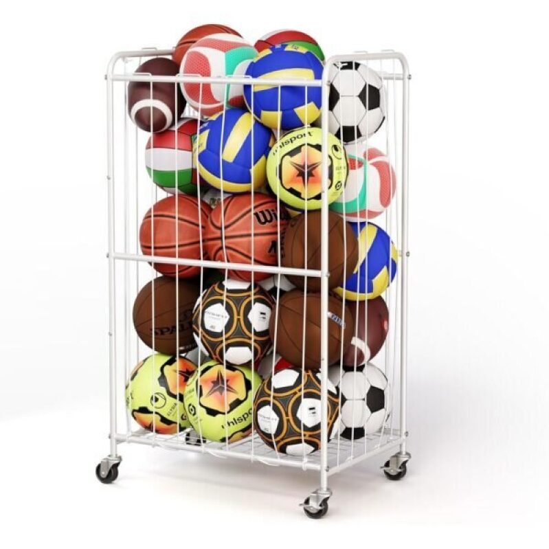 300L Rolling Ball Storage Cart with Locking Wheels - Perfect for Sports Equipment