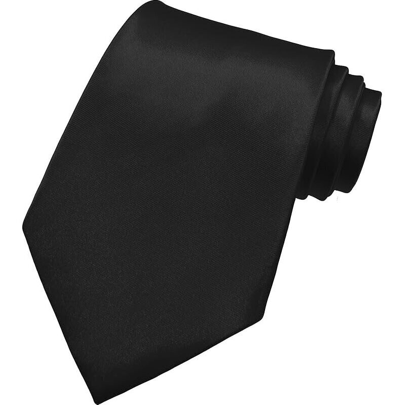 Elegant Men's 3.15-Inch Solid Satin Necktie - Premium Formal Black Tie for Men