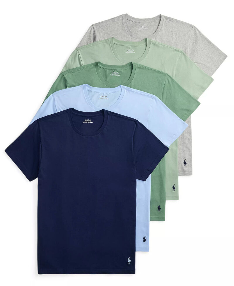 5-Pack Polo Ralph Lauren Men's Crew Neck Cotton T-Shirts - $55.65 After Discount