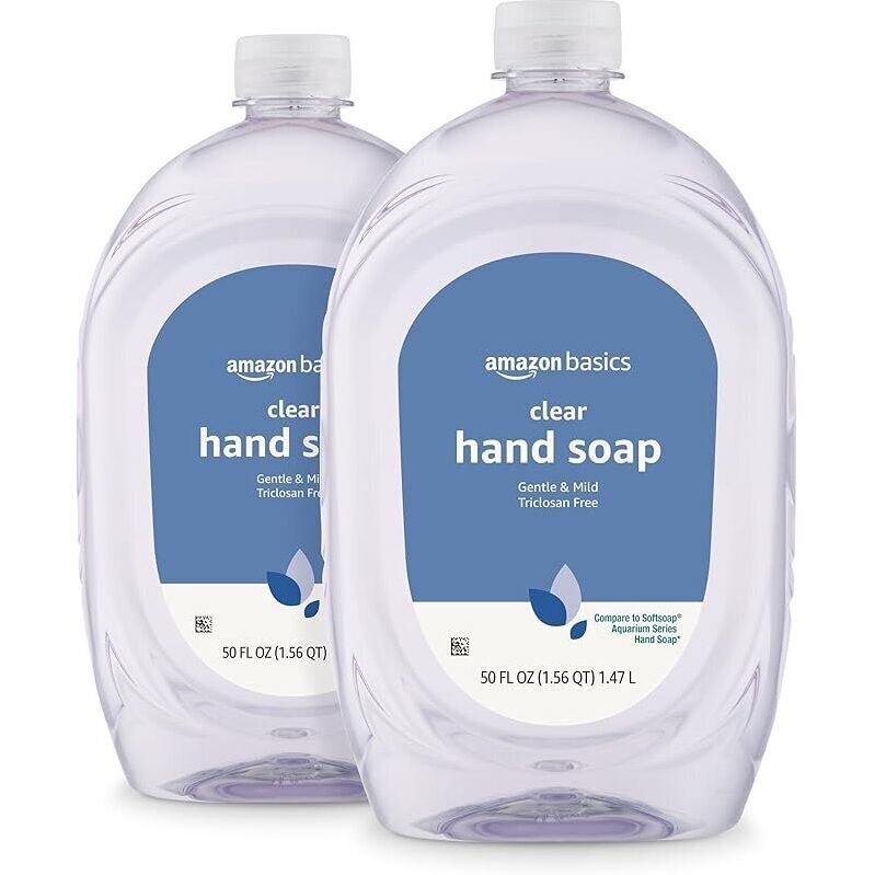 Amazon Basics Clear Liquid Hand Soap Refill - 2-Pack, 50 oz