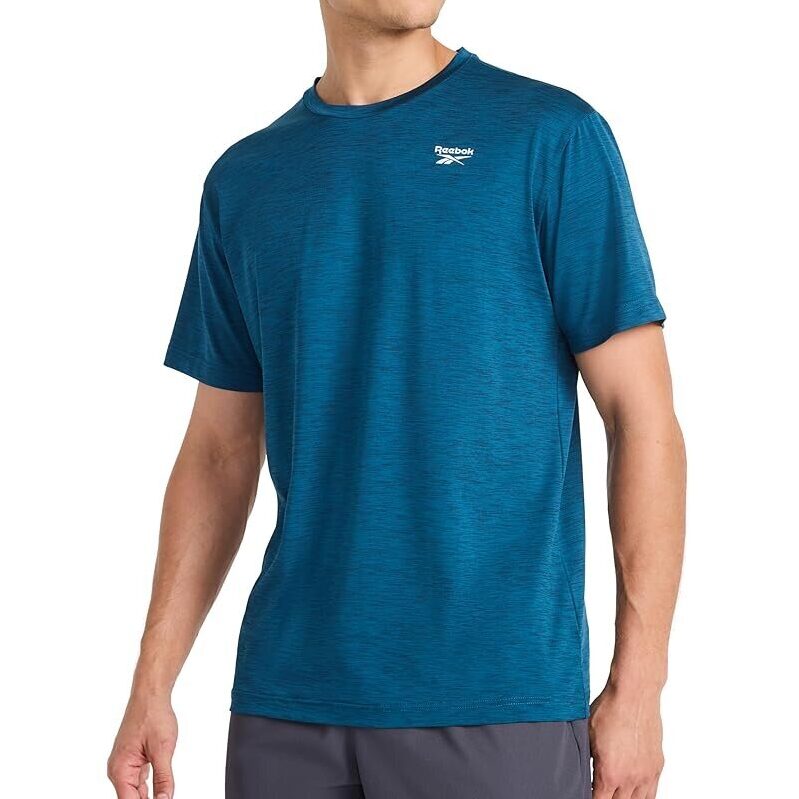 Reebok Men's Reflective Small Logo Crewneck T-Shirt - Cool, Breathable, and Durable