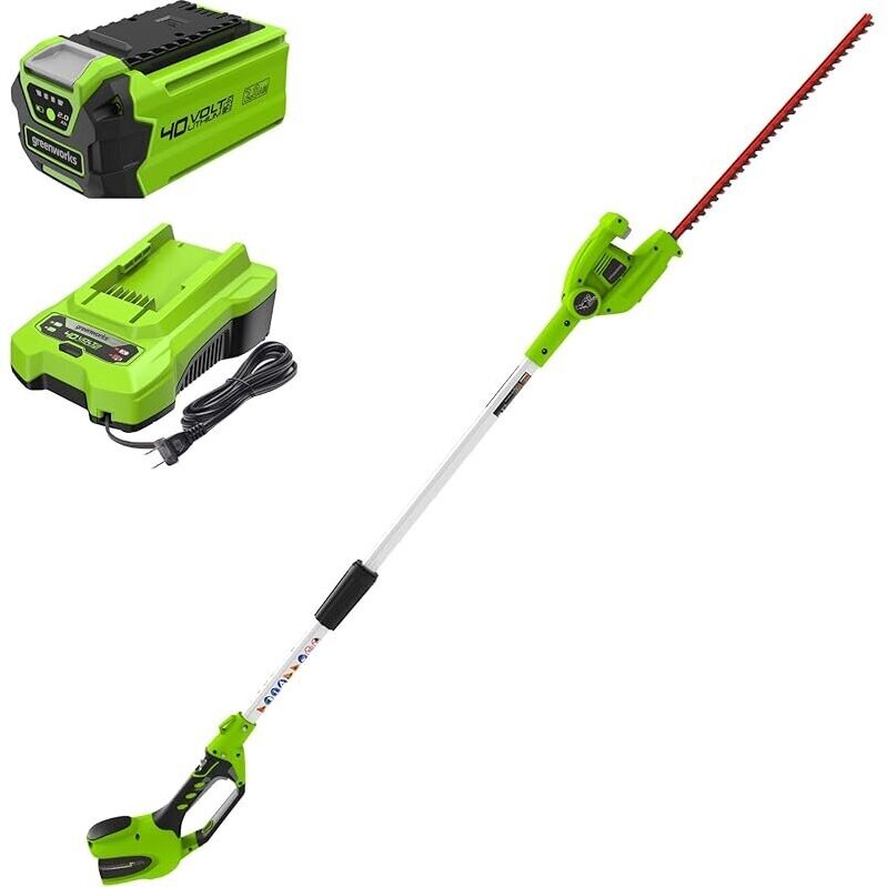 Greenworks 40V 20-in Cordless Pole Hedge Trimmer with Battery