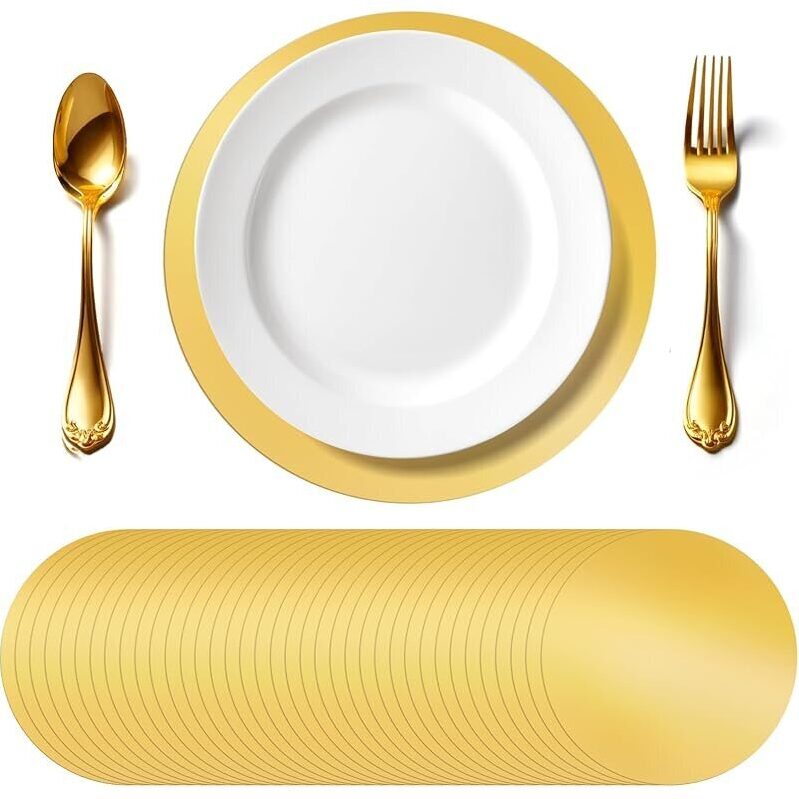 Elegant 120PCS Disposable Gold Charger Plates - Perfect for Parties