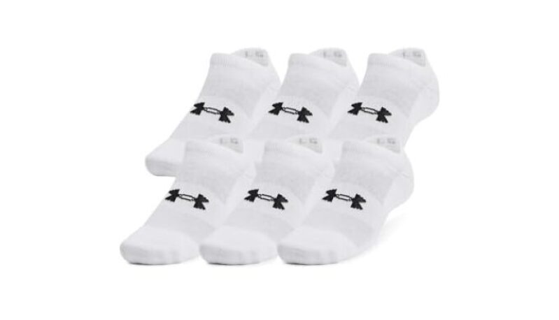 Under Armour Training Cotton No Show Socks 6 Pack - White/White/Black, Medium