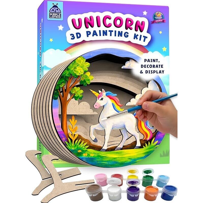 Unicorn 3D Painting Kit for Kids - DIY Wooden Painting Crafts