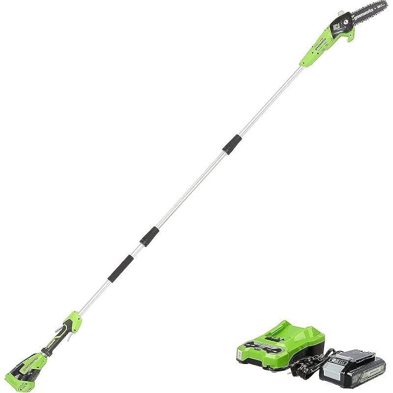 Greenworks 24V 8-in Cordless Polesaw w/2.0Ah Battery & Charger - Effortless Tree Trimming