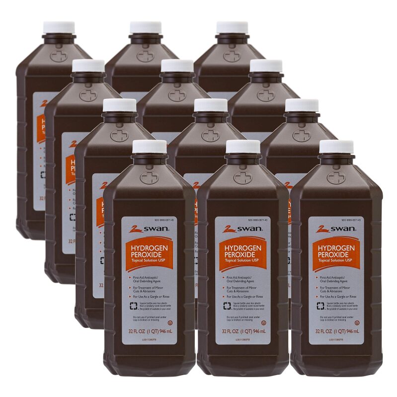 Swan 3% Hydrogen Peroxide Topical Solution, 32oz, 12-Count