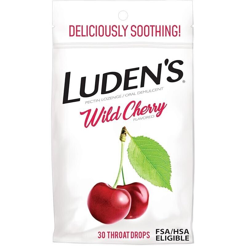 Luden's Wild Cherry Throat Drops - 30 Count for Sore Throat Relief