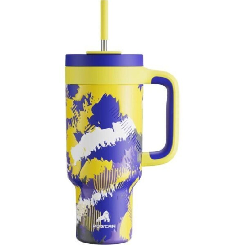 POWCAN 40 oz Tumbler with Handle, 2-in-1 Straw and Sip Lid, Leakproof, Dishwasher Safe, Insulated Stainless Steel Travel Coffee Mug, Keeps Cold for 34 Hours, Fits in Car Cup Holder