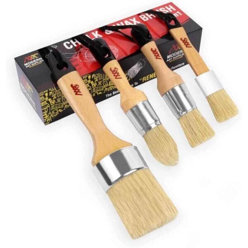 Chalk Wax Paint Brush 4PCs Set - Perfect for Furniture Painting