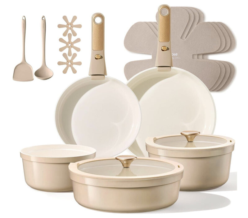 CAROTE Non-Stick Ceramic Cookware Set - 18-Piece Deal!