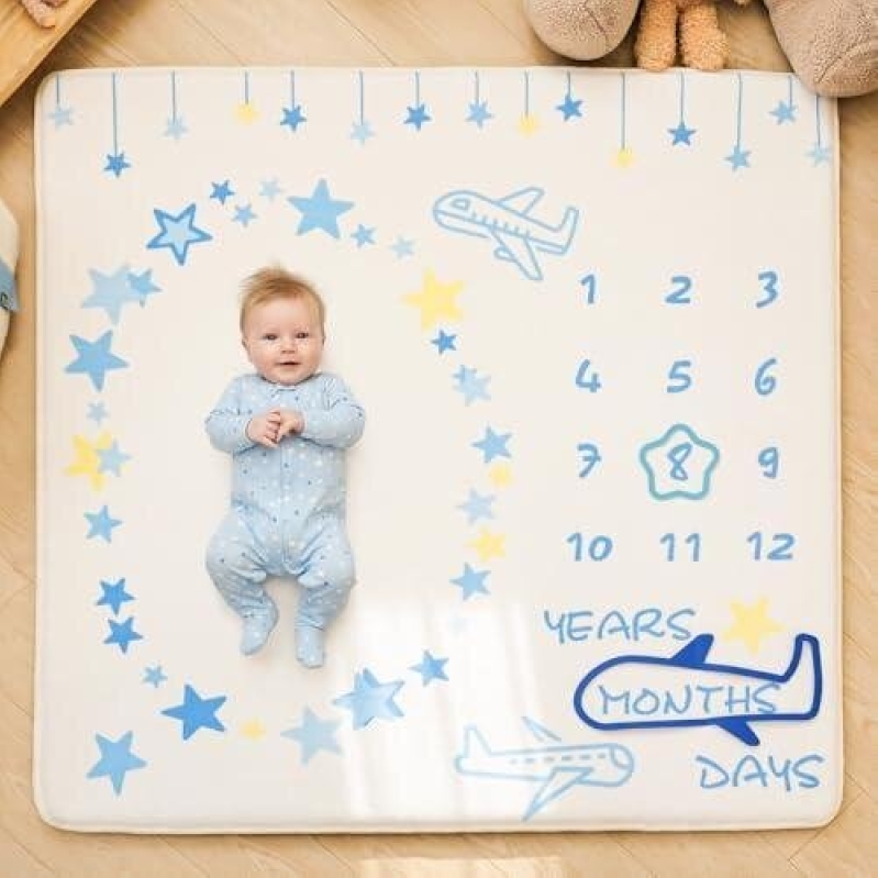 Plush Flannel Crawling Mat with Milestone Tracker - 50% Off