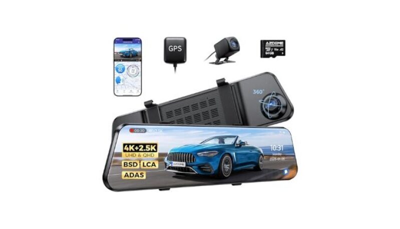 AZDOME PG17 Max 4K+2.5K Mirror Dash Cam with Advanced Safety Features