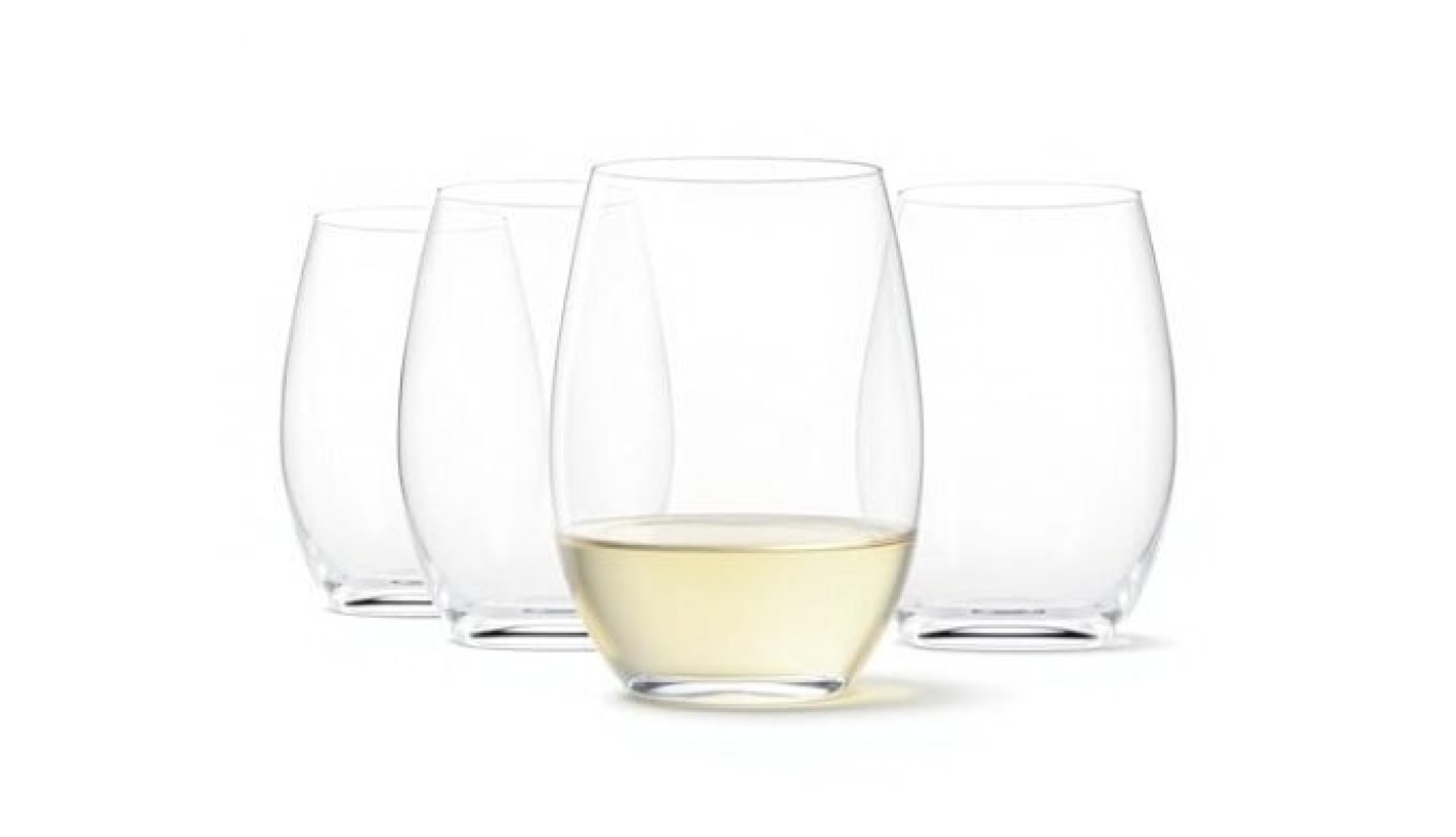 Amazon Basics Stemless White Wine Glasses, 14 oz., Dishwasher-Safe, 4-Piece Set