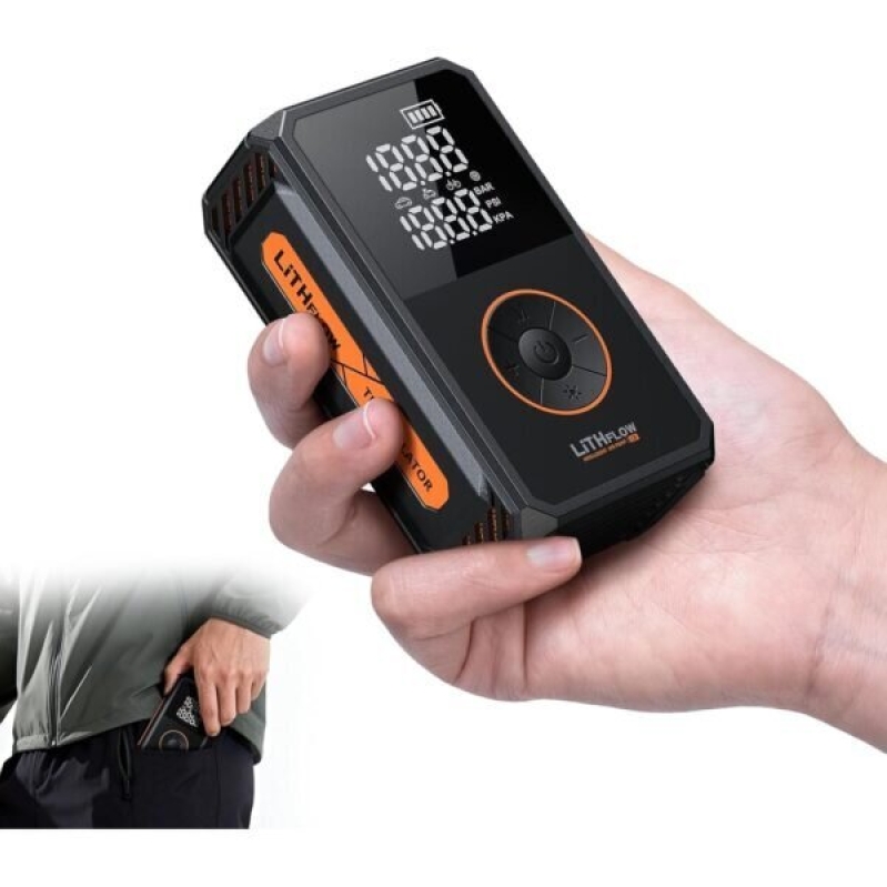 LiTHFLOW Tire Inflator - Portable Air Compressor, Cordless Mini Pump Kit with Large Display Screen