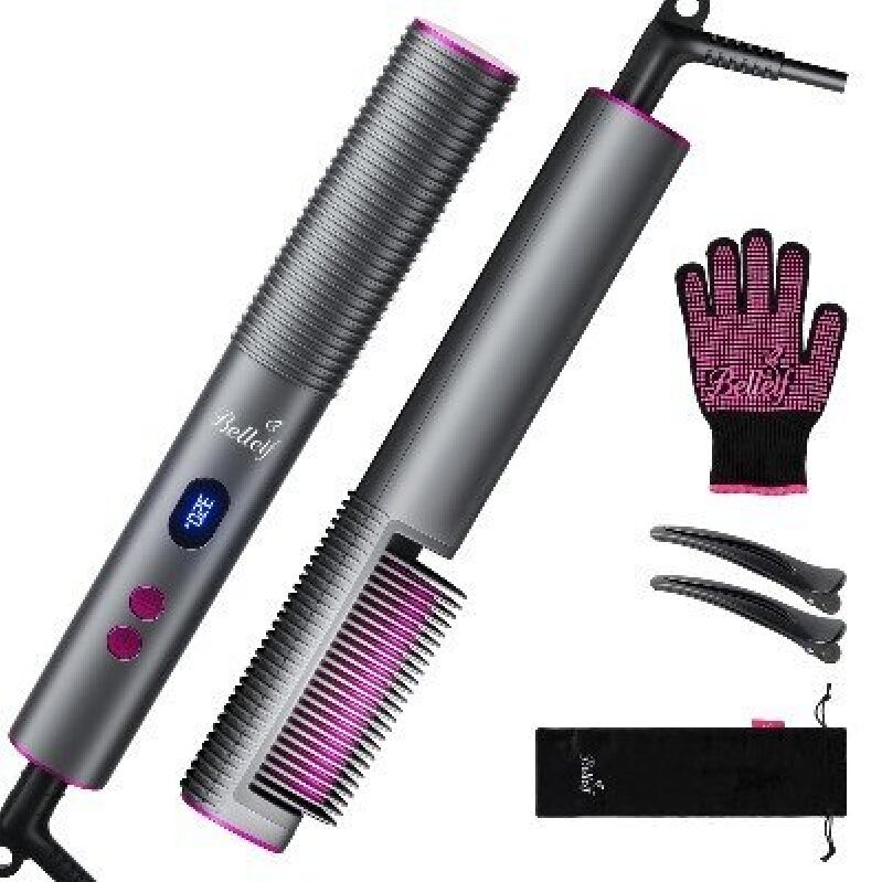 Bellelf Negative Ion Straightening Brush - 1-in-3 Hair Tool