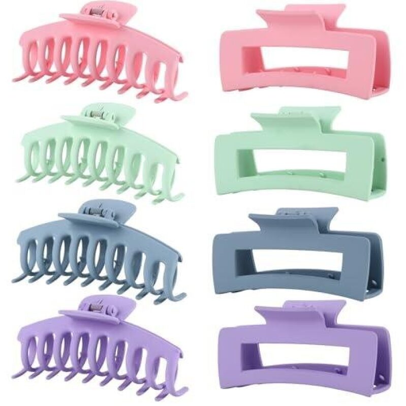 Matte Color Large Hair Claws for Girls - Multicolor Set 49% OFF